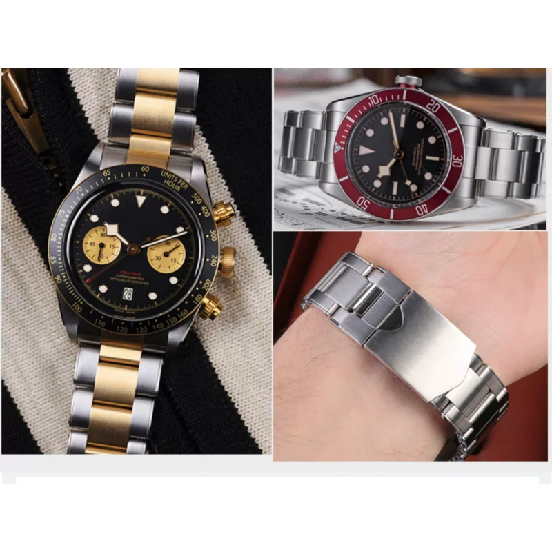 ل تيودور بلاك باي 79230 79730 التراث كرونو الصلبة الفولاذ المقاوم للصدأ حزام الساعات المعدنية حزام ساعة اليد الرجال الأساور سوار 22 مللي متر #5