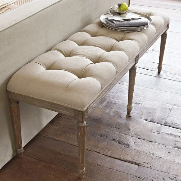 American solid wood bedside stool oak bedroom furniture foyer fabric old pull button shoe change stool bench storage