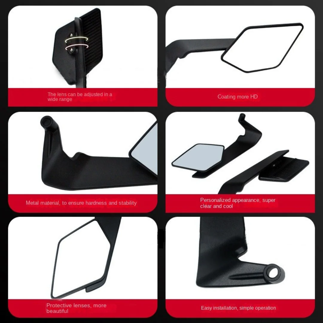 Motorcycle Mirrors Foldable Fixed Wing Mirrors Adjustable Rotate 8mm 10mm Rear Vew Mirrors For Honda Yamaha Kawasaki Side Mirror image 5
