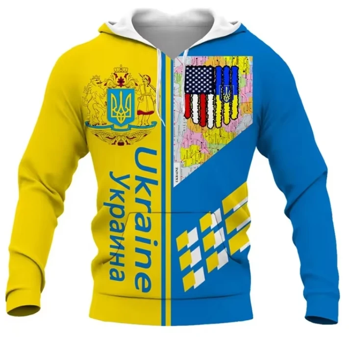 NEW Hoodie Ukraine Flag National Emblem 3D Printed Sweatshirt Unisex Hooded Oversized Hoodie Fashionable Kids Pullover Jacket