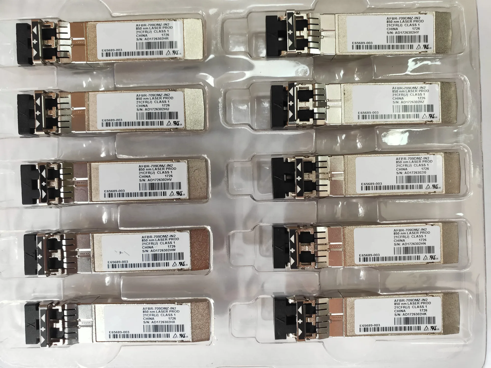 Interruptor multimodo de fibra sfp 10g/AFBR-709DMZ-IN2/e10gsfpsr/inte-l x520 x710 módulo de fibra óptica de rede 10gb 850nm sfp