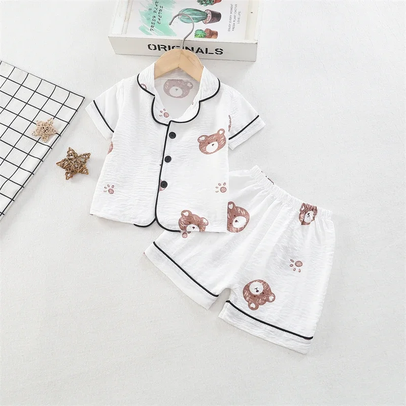 Nieuwe Zomer Baby Meisjes Kleding Pak Kinderen Nachtkleding Shirt Short 2 Stks/sets Kinderen Pyjama Baby Jongens Kleding Peuter Kostuum