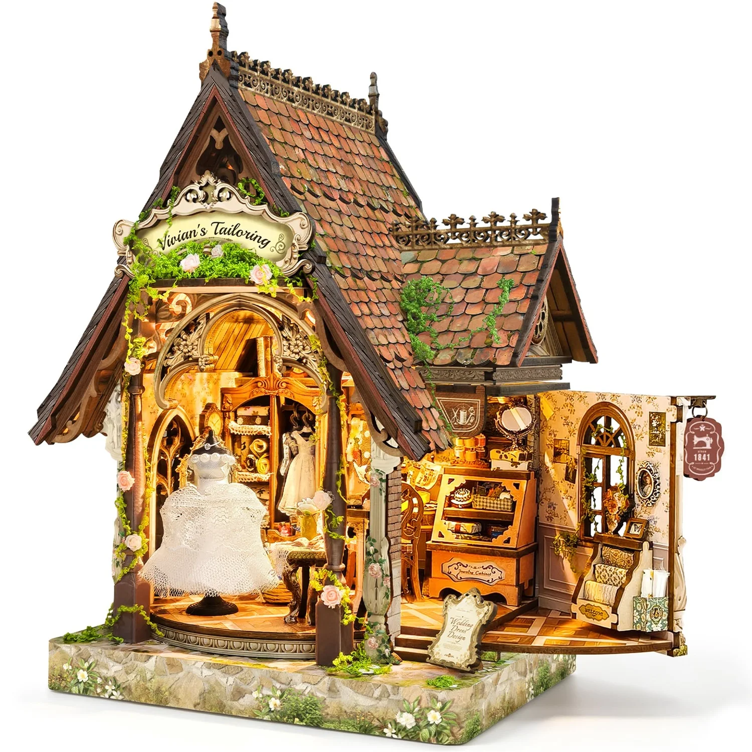 3D Book Nook Dream Dress Studio Miniature House Kit DIY Book Nook Kit with Openable Side Door Handcrafted Gift for Adults Women