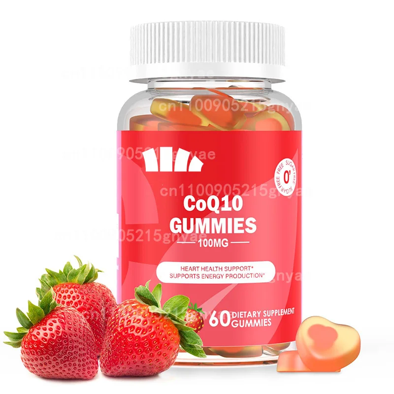 

Мягкие конфеты с коэнзимом Q10 без сахара, с Omega-3, витамином B3 и цинком, антиоксидант, 60 жевательных конфет со вкусом малины
