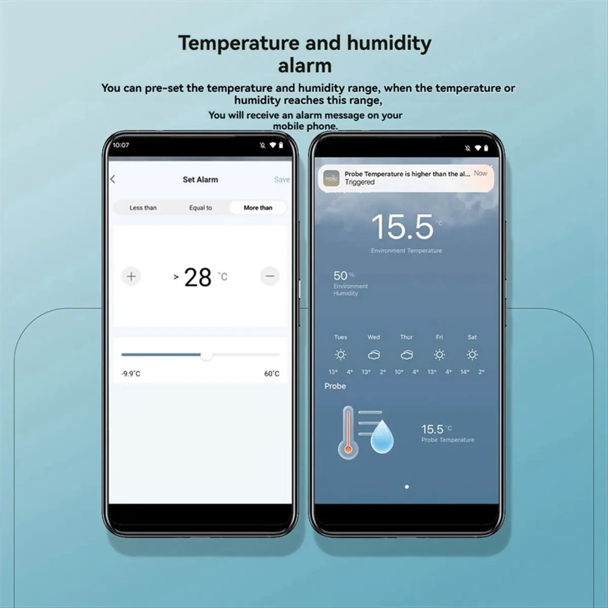 HOTTuya Smart Home WiFi Temperature & Humidity Sensor with 1M External Probe App Remote Viewing Temperature Humidity Meter