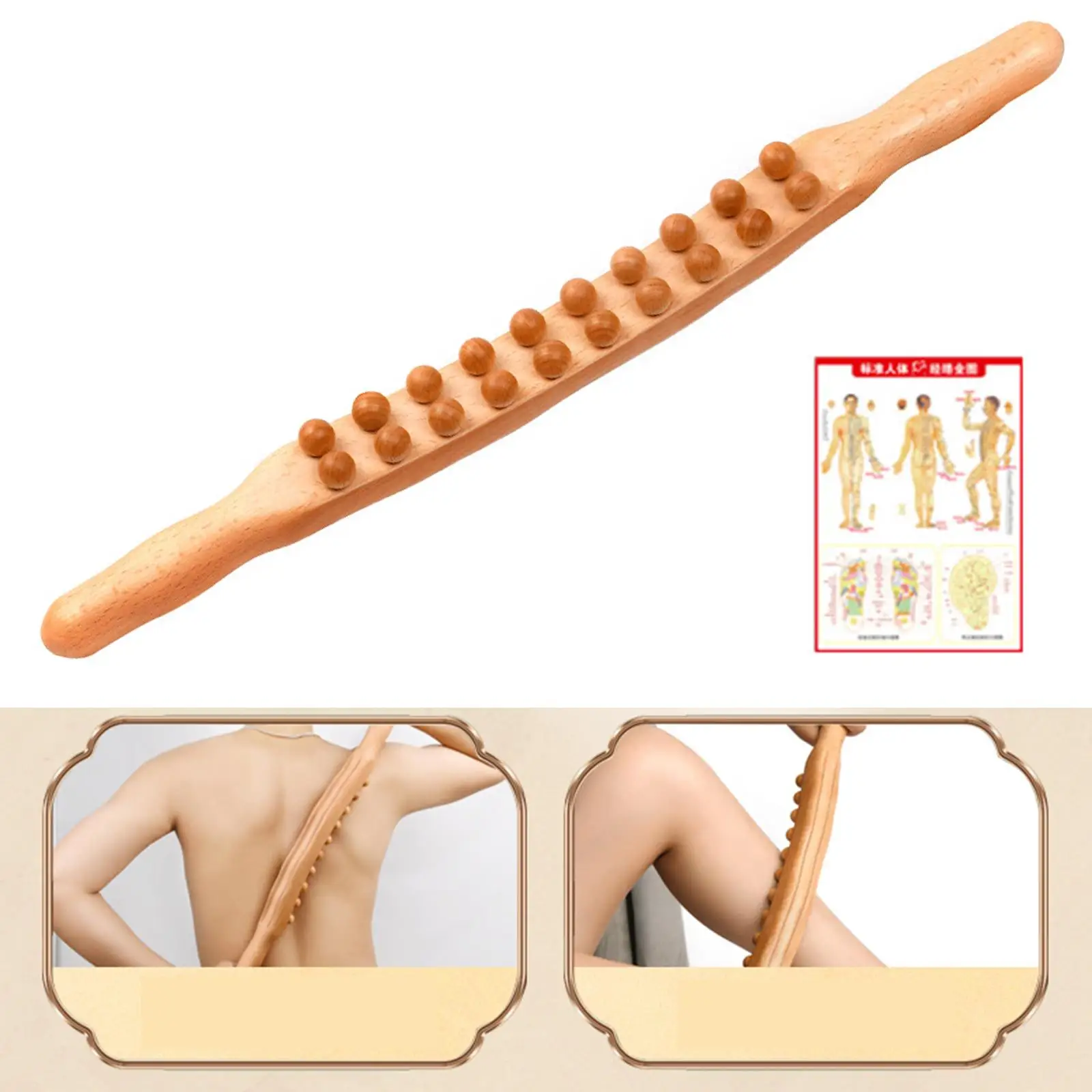 

Wooden Massager Stick Body Sculpting Tools Guasha Scraping Stick for Neck