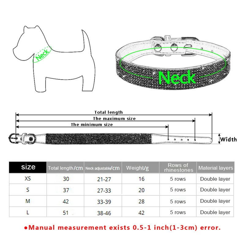 XXS/XS/S/M/LCrystal Dog Collar Comfortable Glitter Rhinestone Colorful Dog Collars Zinc Alloy Buckle Collar for Small Dogs Cats