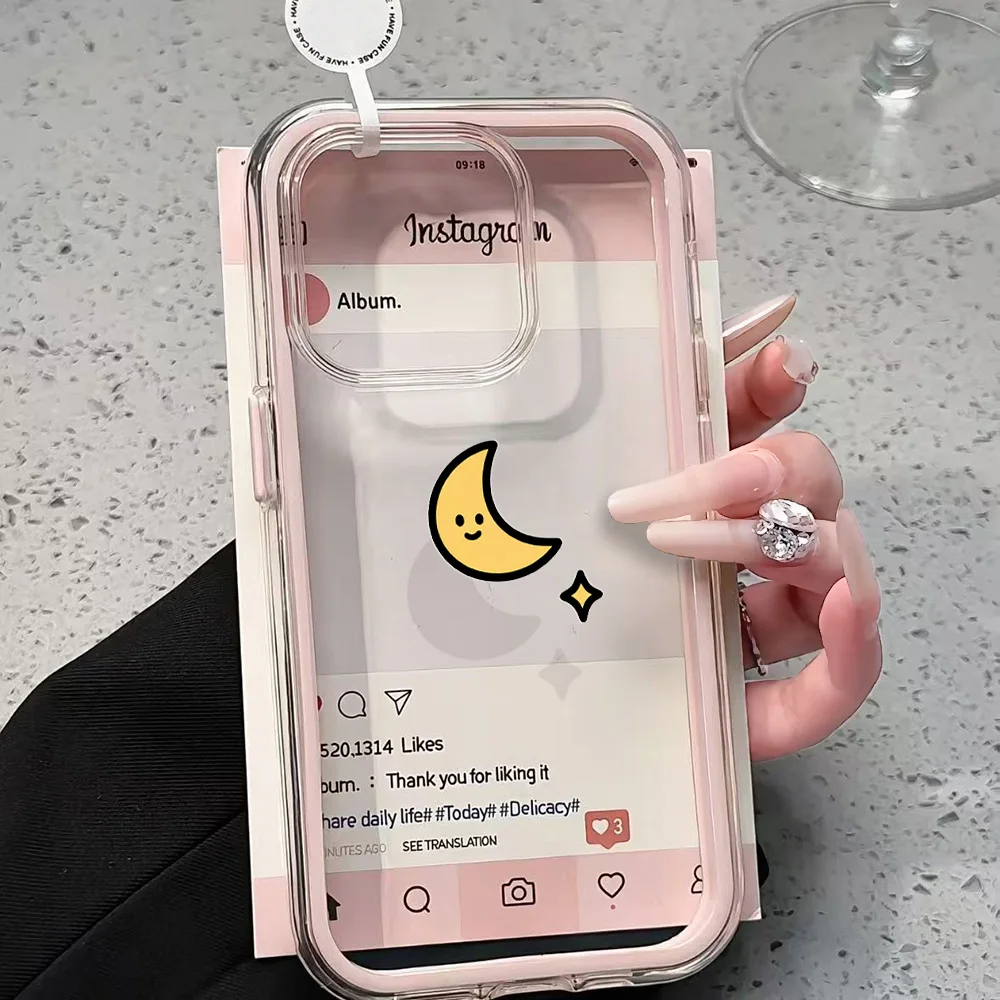 Einfache Mond-Paar-Handyhülle für Samsung Galaxy S26 Ultra S25 S24 Plus S22 S23 Plus FE A57 A54 A55 A16 A15 4G 5G Transparente Hülle – Detail 1