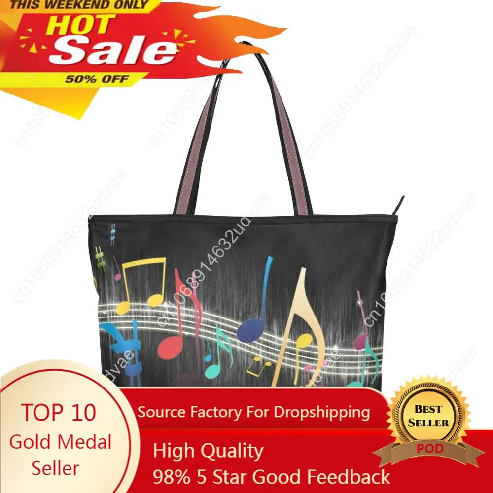 Large Capacity Tote Shoulder Bags Woman Canvas Black White Piano Keys Print Luxury Design Handbags Ladies Beach Bag 2020