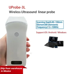 Wireless Ultrasound Liner Probe 7.5MHz Portable WIFI Ultrasound Scanner Machine Support iOS Android Windows with Suitcase