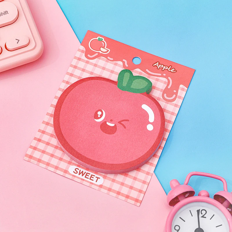 4 Piece Cartoon Adhesive Kawaii Fruit Notes Notepad Memo Pad Stationery Sticker Decoration