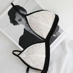 Lace Bras Sexy Women's Thin Underwear Push Up Bra Without Steel Ring French Triangular Cup Bra Chic Comfort Bralette