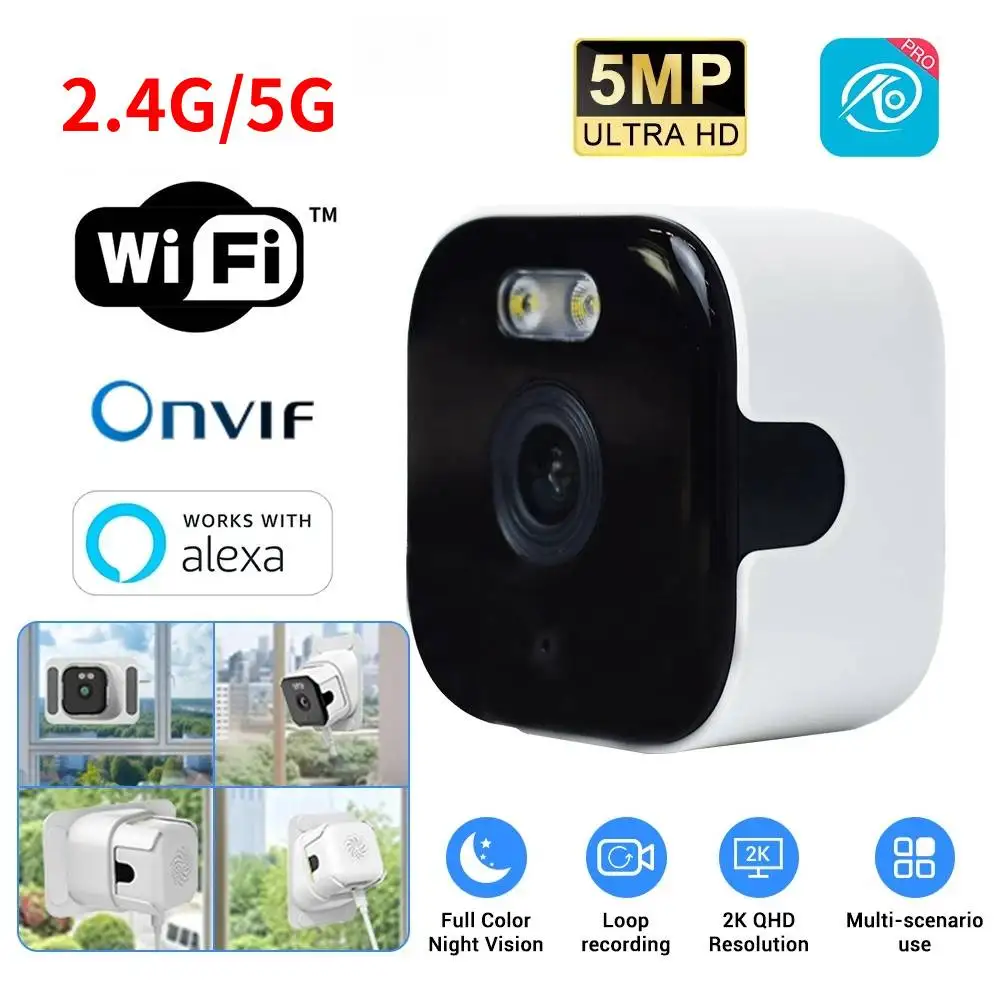 Window Camera Replaces Outdoor Cameras 2.4/5GHz WiFi Camera 2K Resolution Full-Color Night Vision Through Window Mini Camera