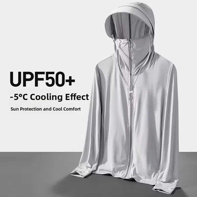 Ultra-Thin Breathable Ice Silk UV Protection Clothing Men Women Summer New Style Outdoor Cycling Fishing Jacket Loose Fit Lon...