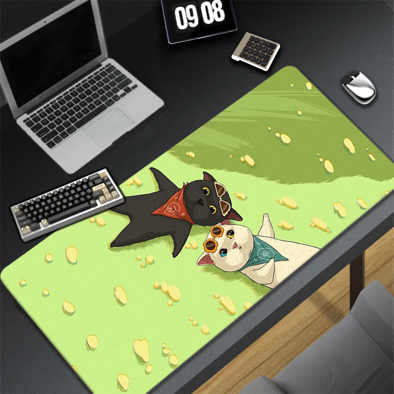 Large Anime Mouse Pad Pink Cute Cat Gaming Accessories Kawaii Office Computer Keyboard Mousepad 400x900 PC Gamer Laptop Desk Mat