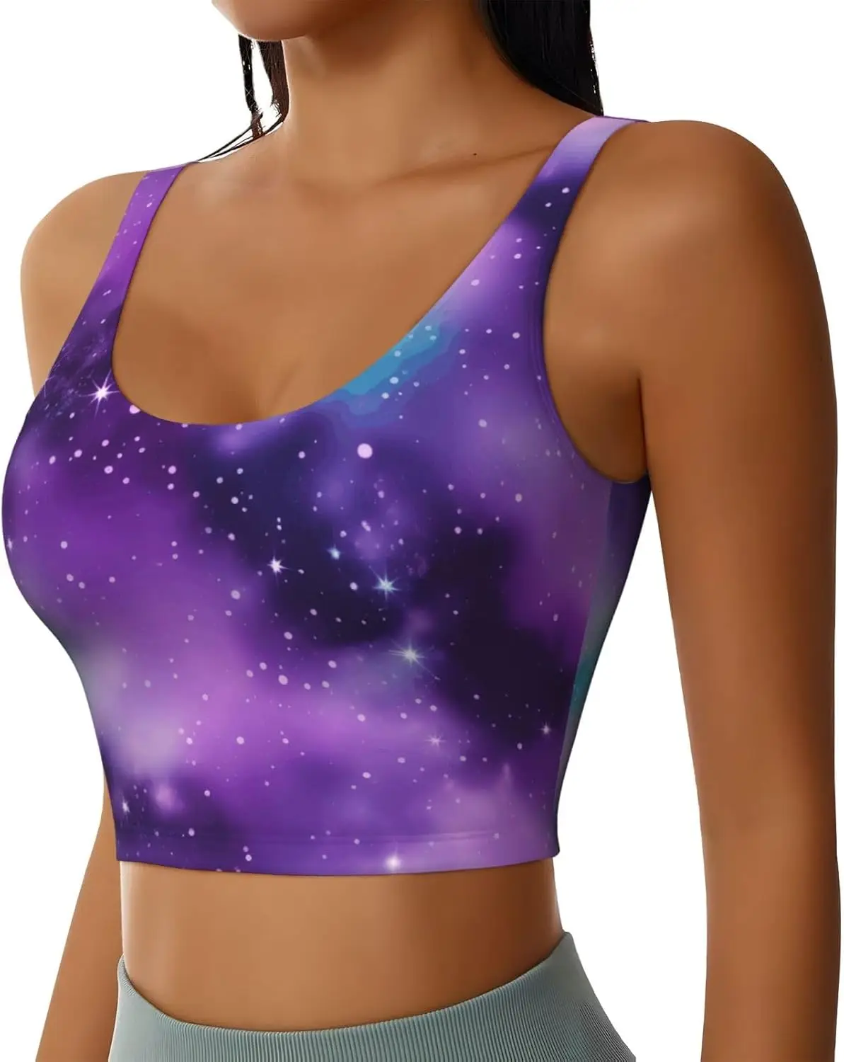 سترة رياضية نسائية مطبوعة باللون الأرجواني من Magic Galaxy Sky سترات يوجا للتمرين للسيدات خفيفة الوزن وعصرية للفصول
