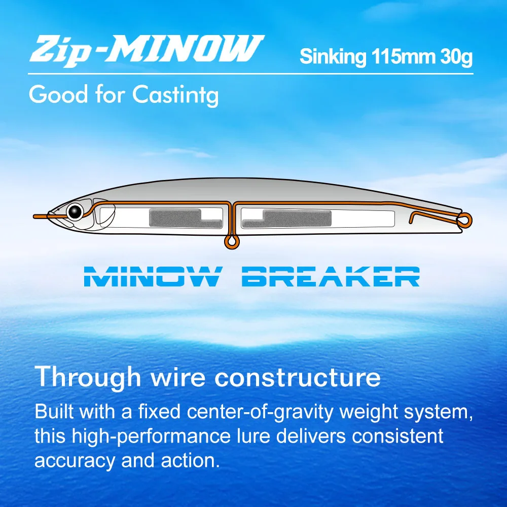 FSTK Heavy Stick Fishing Lure 30g 115mm Plastic Sinking Minow Pencil Bass Wobblers New Casting Minow Sinking Pencil for Angling