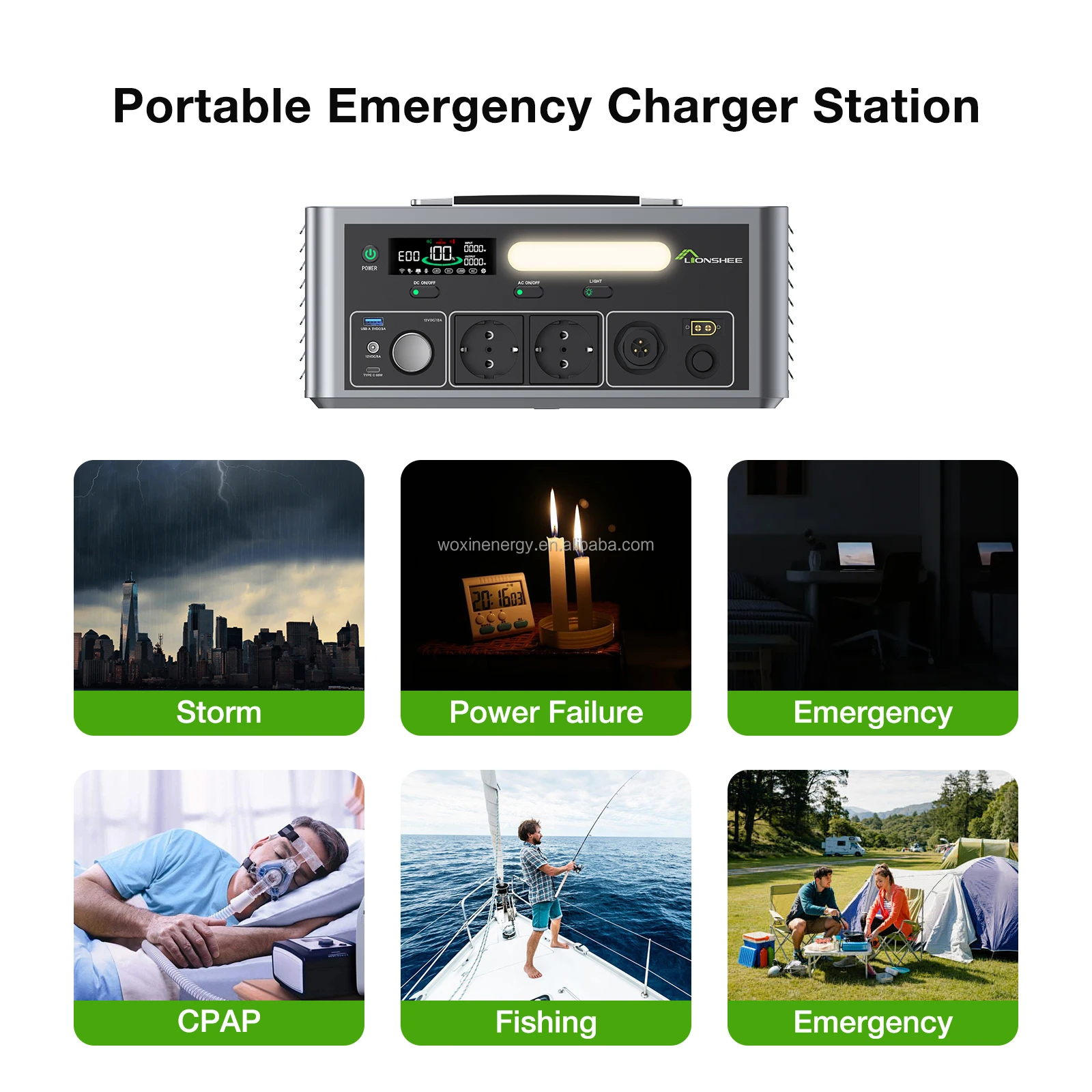 Portable Power Station 2500W Inverter Box With 230V Pure Sine Wave AC Outlet For Outdoors Camping Hunting And Emergency