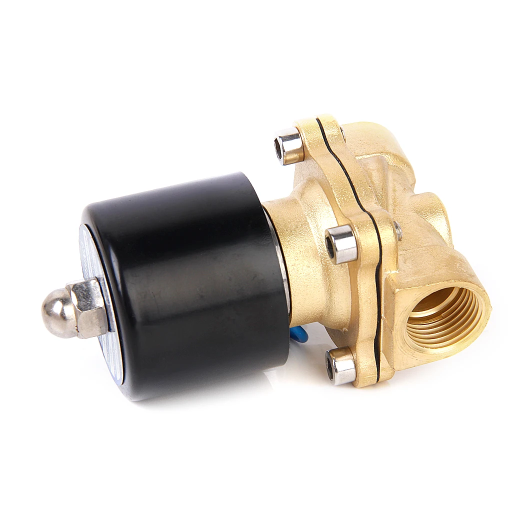 DC 24V 1/2'' Brass Electric Solenoid Valve (NC) for Water Air Fuels Gas, Heavy