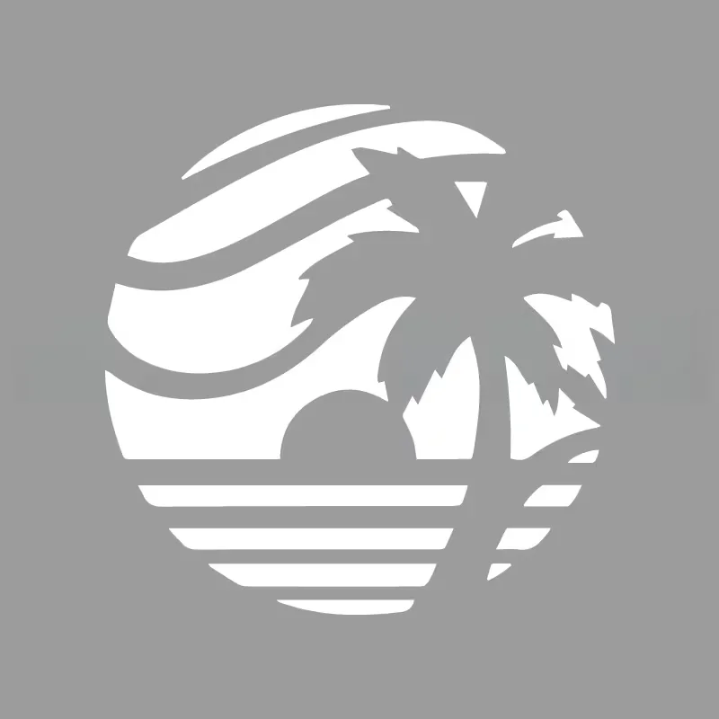 Creative And Humorous Sunset Coconut Tree Sea View Stickers Suitable for Cartoon Fans And Enthusiasts, High Quality, Applicable