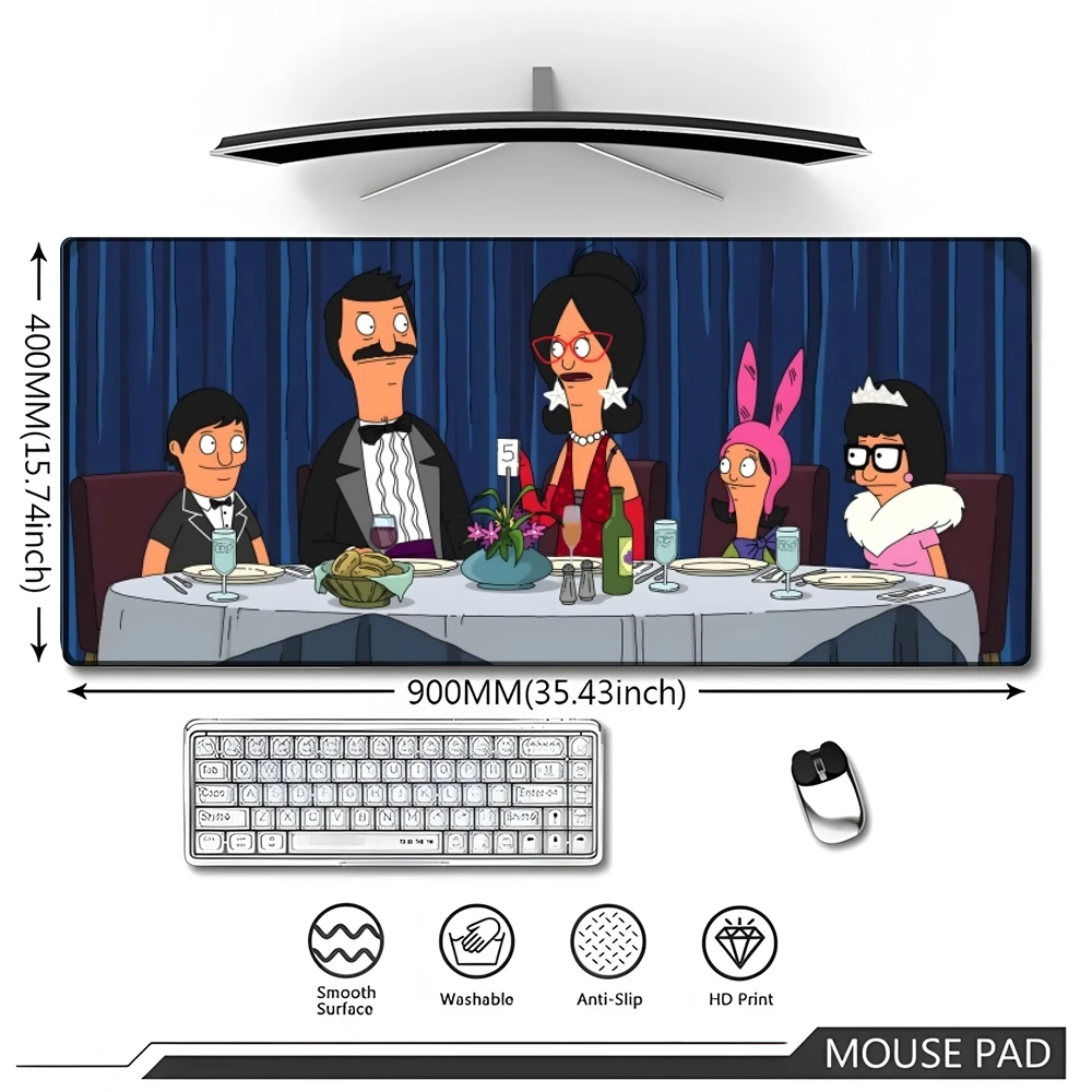 Cartoon B-Bob s Burgers Large Gaming Gamer Big Mouse Mat Computer Locking Edge MousePad 90x40cm geometric Keyboard Desk