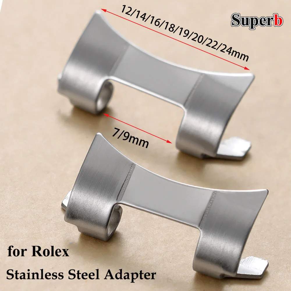 

12/14/16/18/19/20/22/24mm Stainless Steel Adapter for Seiko Curved End for Rolex Link Strap Connector Watch Band Accessories