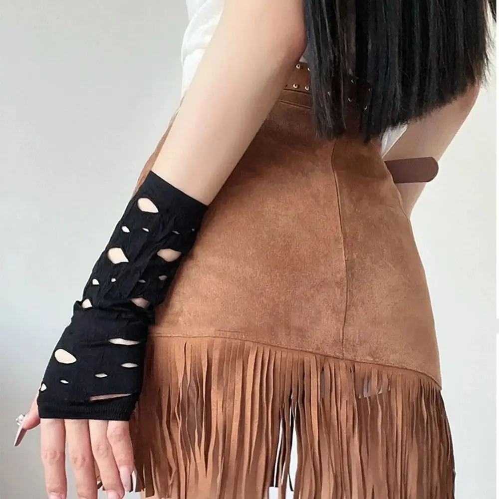 Sexy Fingerless Gothic Gloves Long Length Hollow Out Pattern Long Gloves Fingerless Gloves Cosplay