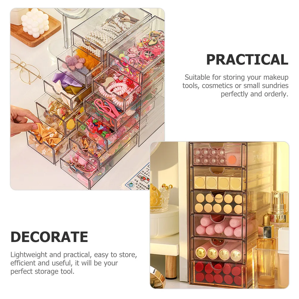 Sturdy 3-Level Drawer Style Desktop Organizer Plastic Storage Box for Makeup Skincare Stationery Office Supplies Tabletop