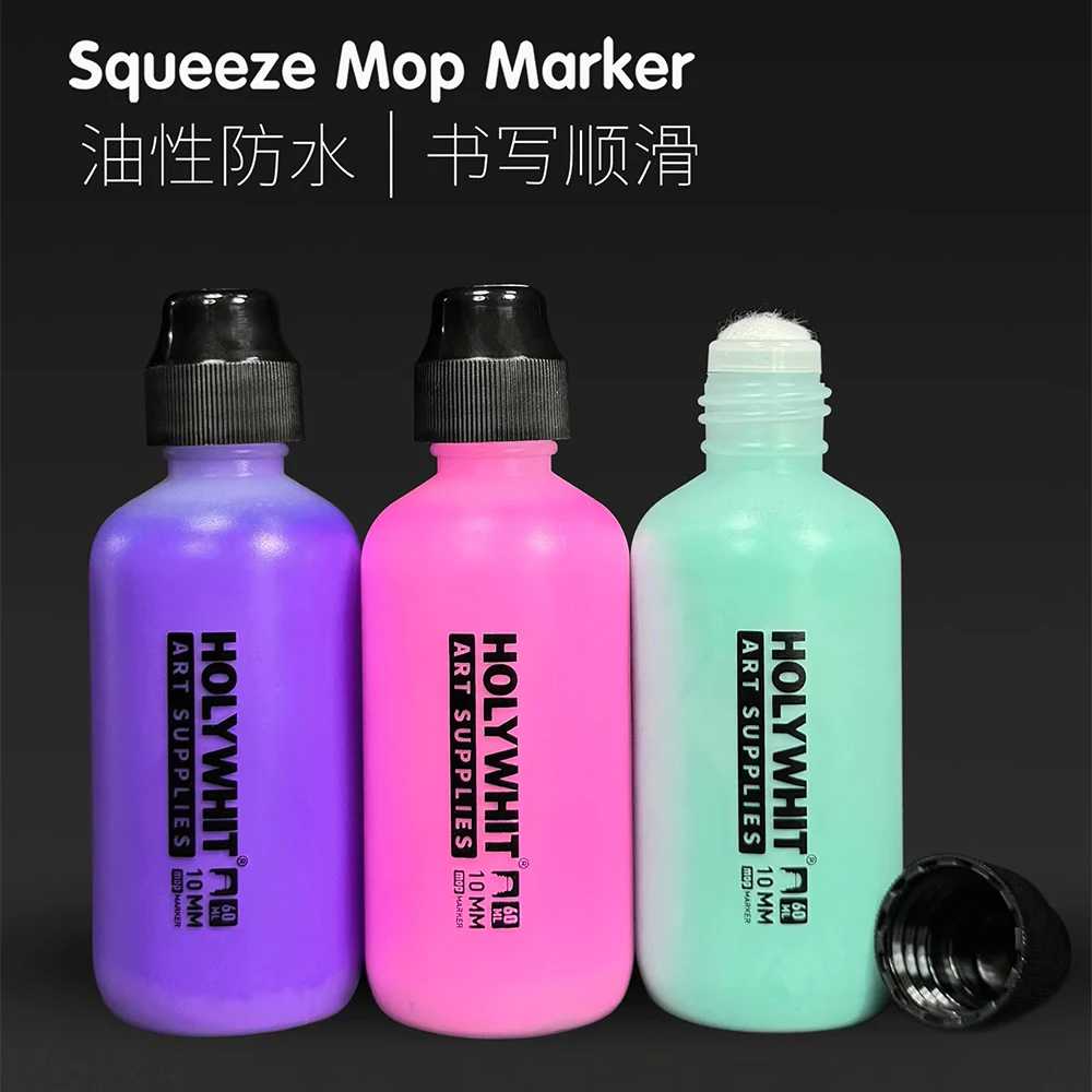 1pc Street Art Graffiti Flowing Pen Oily Round Head Signature Paint Pen Repeatable Ink Change 10mm Nib /60ml Painting Tools