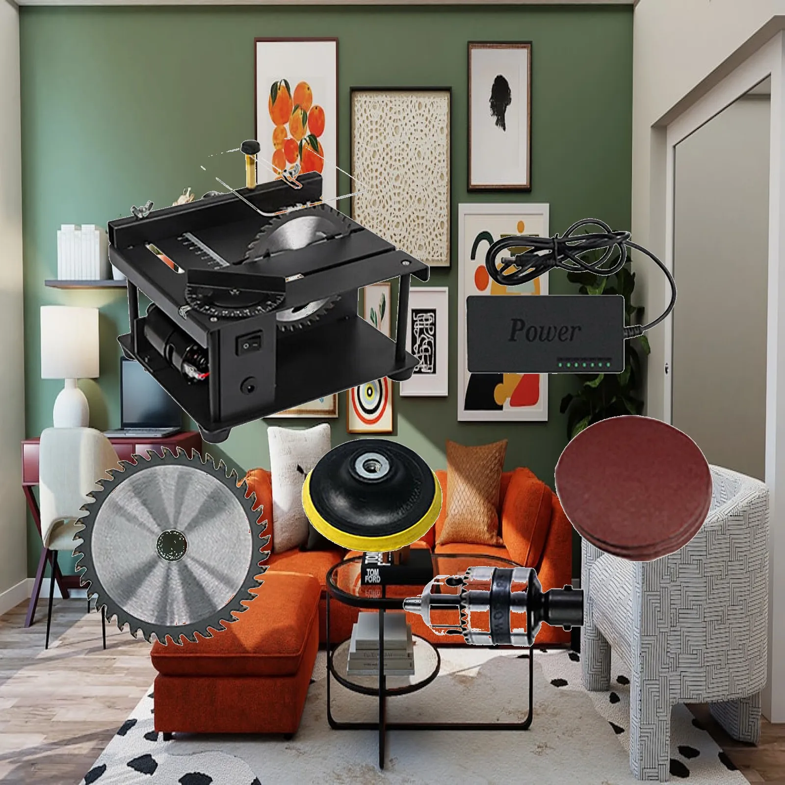Mini Table Saw Woodworking Kit Metal Housing Max Blade 125mm Accurate Cuts for Bamboo Aluminum Plastic