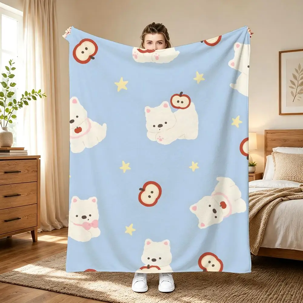 Puppy cute Throw 240g flannel blanket, suitable for sofas, beds, offices, exquisite gift blankets