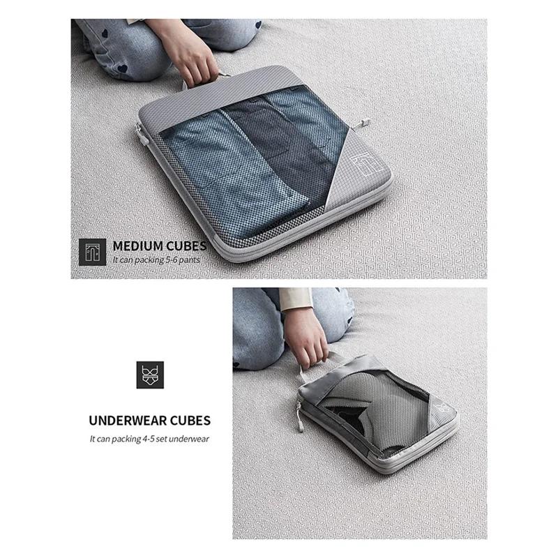 ABKJ-Lightweight Packing Cubes Set Compressed Packing Cubes Set Ideal For Suitcase Organization