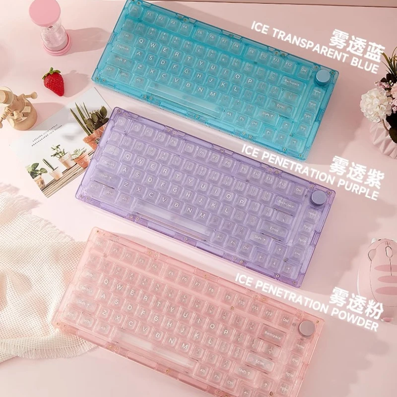 

MiFuny Mechanical Keyboard Wireless Type-c Transparent 82Key Gasket Hot Plug Custom RGB Lighting Tri-mode ABS Gaming Keyboard