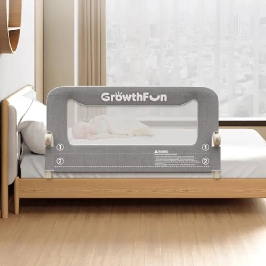 

Foldable Bed Rail for Toddlers: Reinforced Carbon Steel Frame Connectors, Breathable Cationic Fabric, Safety Rails for Queen/Ki