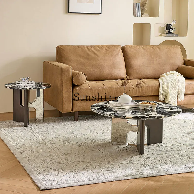 

Living room home retro round minimalist marble surface coffee table