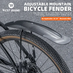 WEST BIKING 29 Inch MTB Widen Mudguard Set Universal Adjustable Front Rear Fender Set For Moutain Bike Innovative Installation