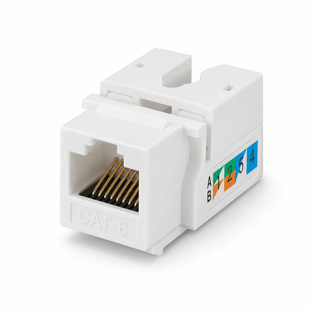 10PCS Cat6 90° RJ45 Keystone Jack Ethernet Punch Down Module Coupler Compatible with Cat5 Cat5e Cat6 Network Wall Adapter