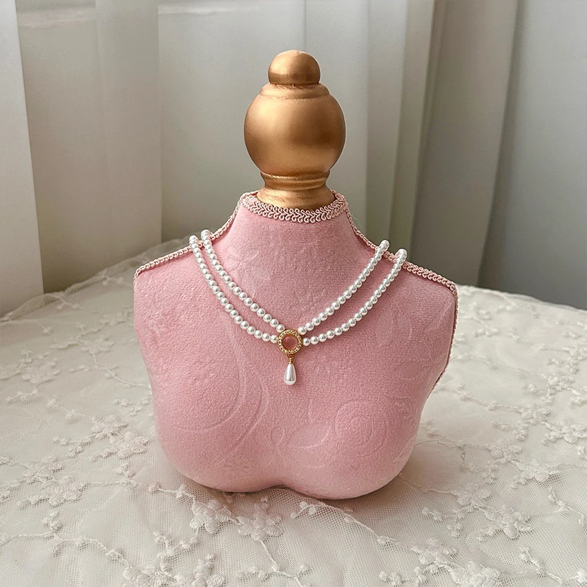 

Розовая подставка для ювелирных изделий на шее манекена, элегантный держатель для бюста для демонстрации фотографий ожерелья и магазина