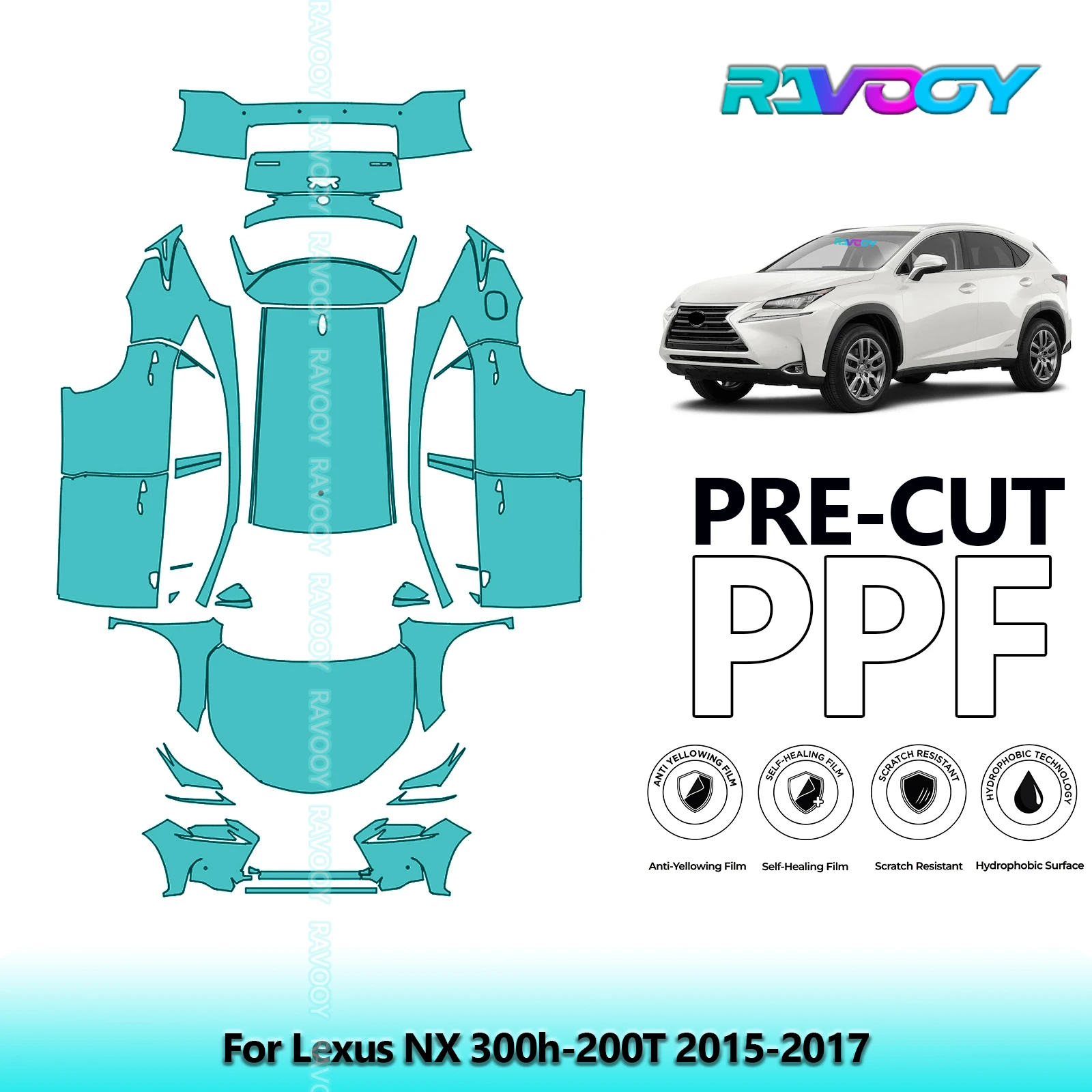 

8.5Mil Full Vehicle Precut PPF Paint Protection Film For Lexus NX 300h-200T 2015-2017