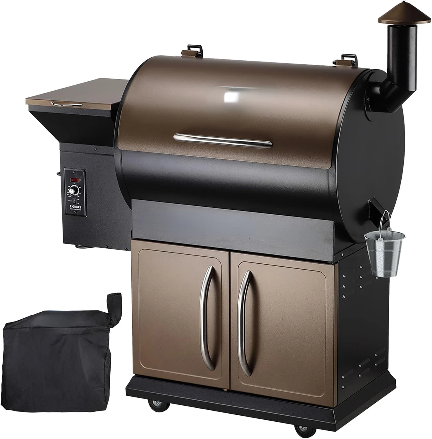 

Wood Pellet Grill Smoker with PID Control, Rain Cover, 700 sq. in Cooking Area for Outdoor BBQ, Smoke, Bake and Roast, 700D