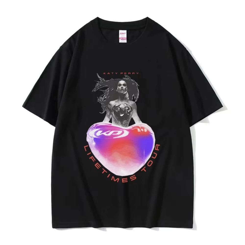 كاتي بيري 143 جولة مدى الحياة 2025 تي شيرت الرجال النساء ريترو عالية الجودة موضة تي شيرت الذكور القطن المتضخم التي شيرت الشارع الشهير
