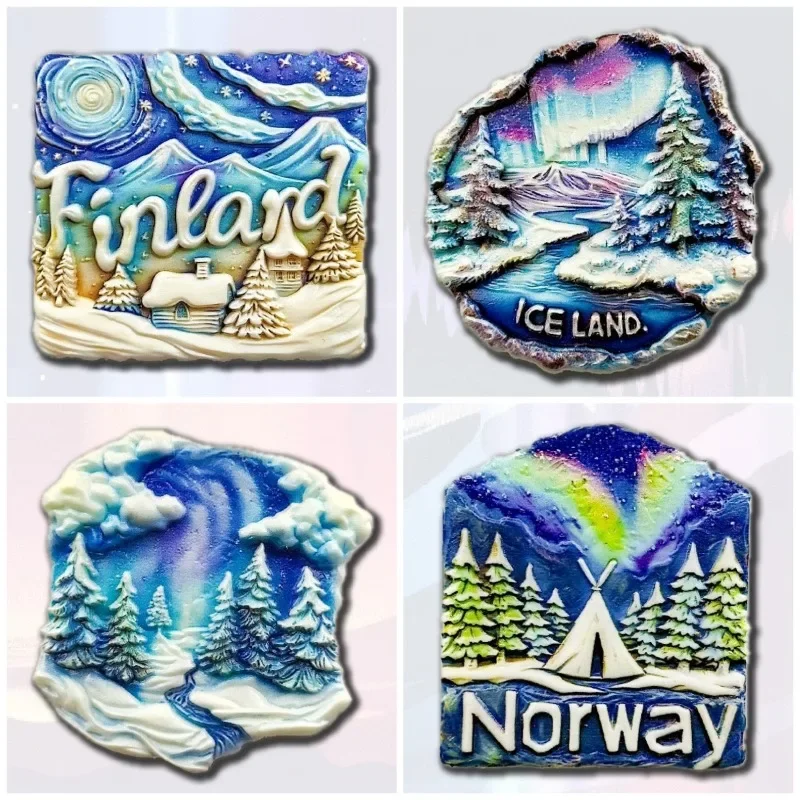 Northern Europe Travelling Souvenirs Norway Fridge Magnets Finland Iceland Arctic Aurora Refrigerator Stickers Wedding Gifts