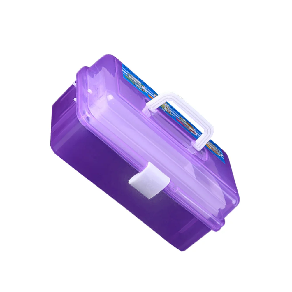 

3 Layers Multifunction Plastic Tool Box Purple Organizer Clear Acrylic Makeup Storage Case Stackable Snap Stack