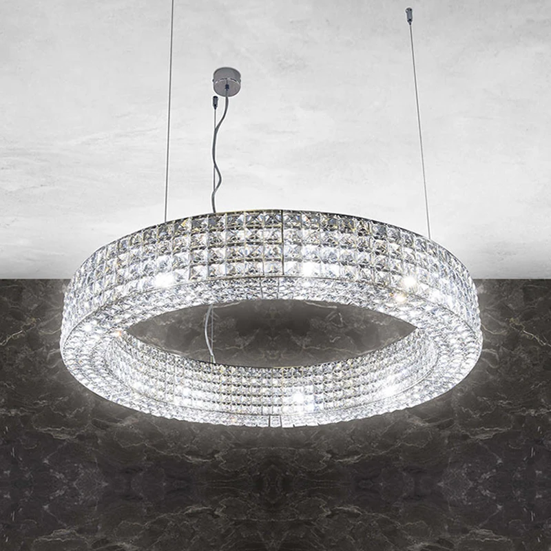 Imagem -06 - Modern Golden Round Led Teto Cristal Lustre Sala de Estar Anel Criativo Interior Luz Brilhante Luxo