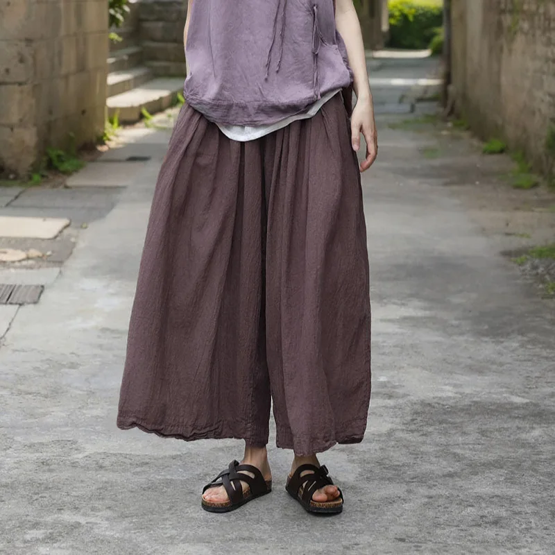 

Literary loose breathable casual pants 80 combed high-density cotton light and elegant straight pants fashionable casual versati