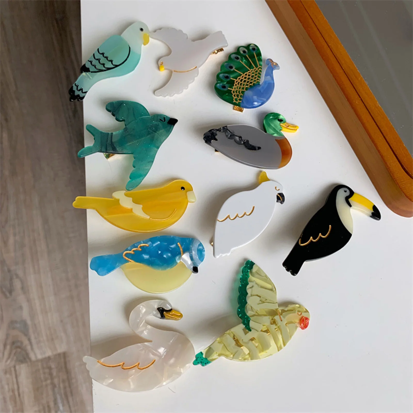 1pc Cute Cartoon Swan Green Duck Parrot Peacock Acrylic Hair Claw Clips for Women Girls Hairclip Barrettes Hairpins Accessories