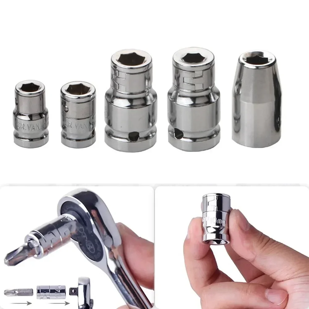 1PC 1/4" 3/8" Socket Adapter Square Hole To Hex Bit Holder Converter Universal Socket Multitools Wrench Tool