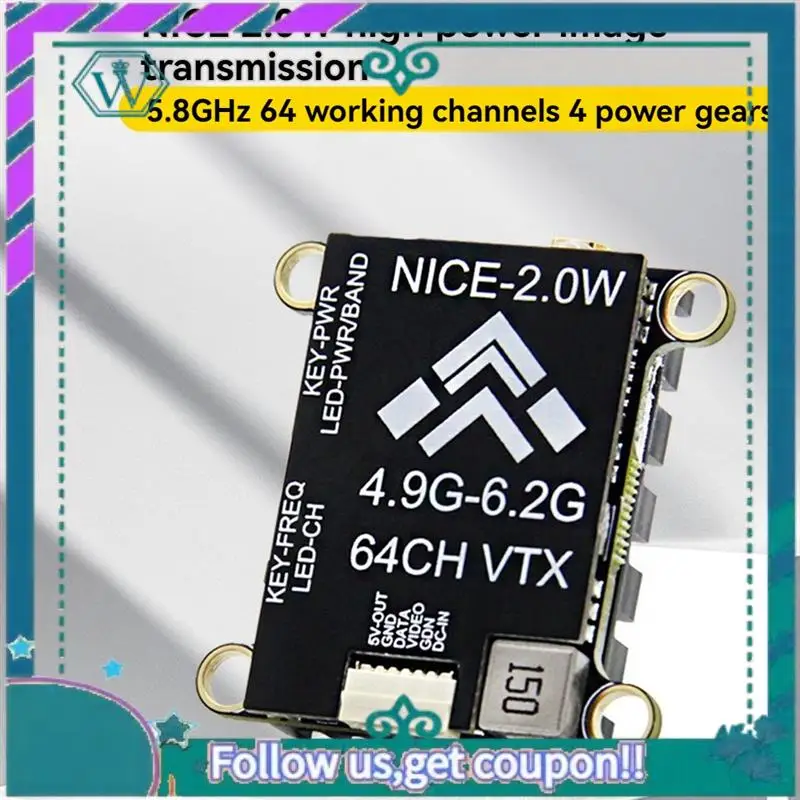 Upgraded 5.8G 2W VTX With SMA Inner Needle Antenna 2000Mw 64CH FPV Video Transmitter PAL/NTSC Support OSD For FPV RC Drone