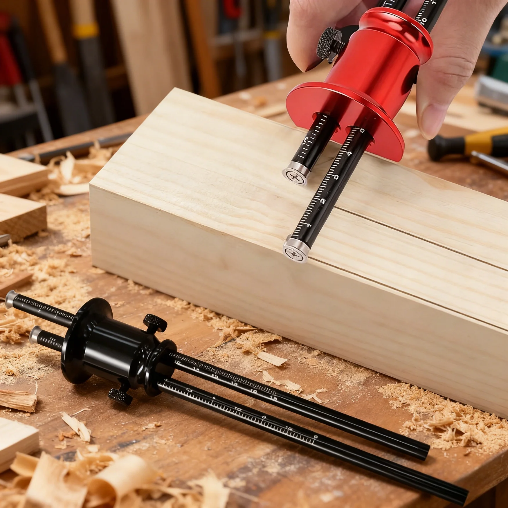 

Professional Woodworking Marking Gauge, Metric & Inch Double Head Scale Precision Scriber Gauges, for Carpentry Furniture Making