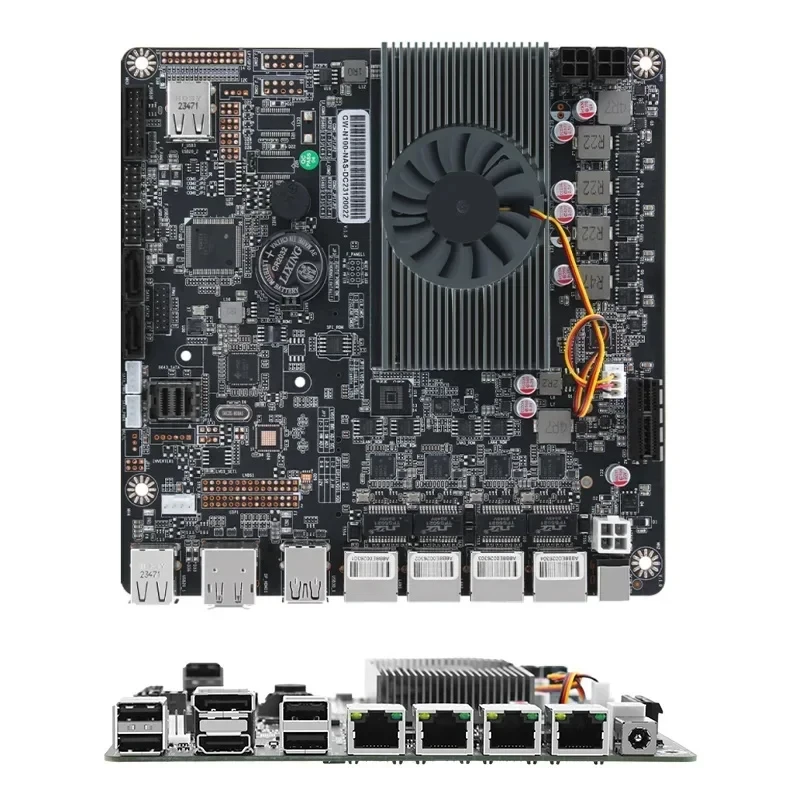 SZBOX NAS Intel N305 N100 NAS اللوحة الأم ITX معالج منزلي DDR5 M.2 4 * I226 2 * NVMe 6 * SATA 3.0 RJ45 2.5G LAN DP HD جهاز توجيه ناعم